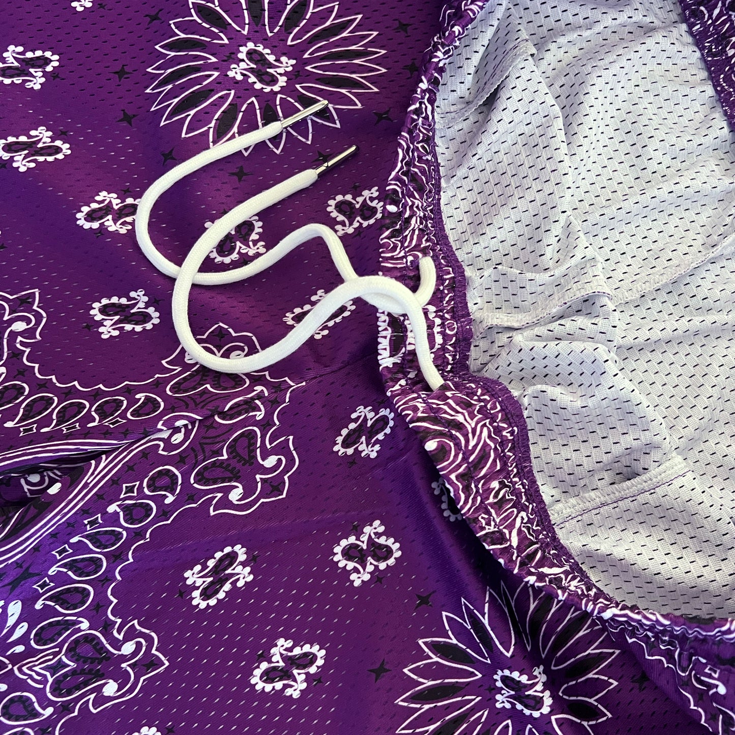 Purple Paisley Mesh Shorts