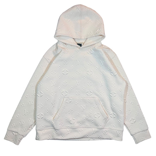 Cream Embossed Monogram Hoodie