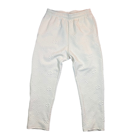 Cream Embossed Monogram Pants