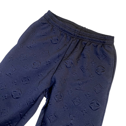 Navy Embossed Monogram Pants