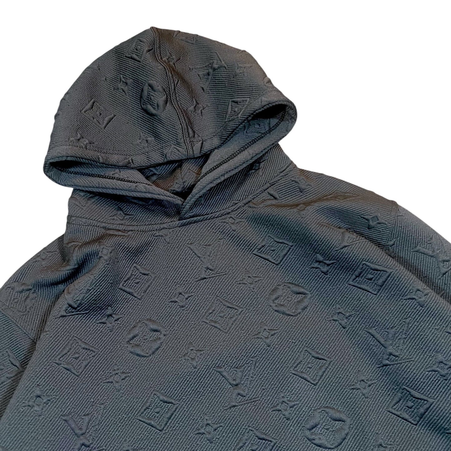 Grey Embossed Monogram Hoodie