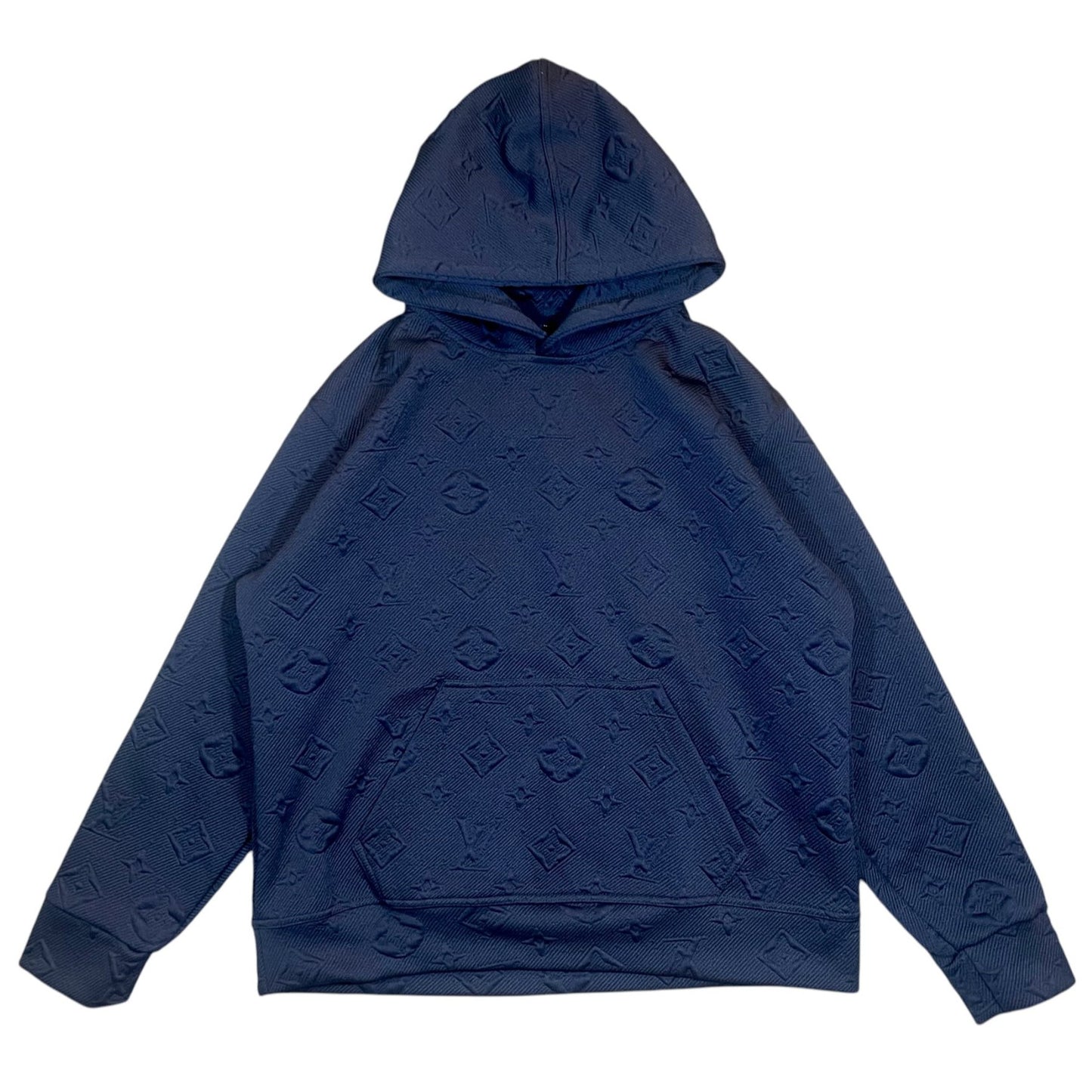 Navy Embossed Monogram Hoodie