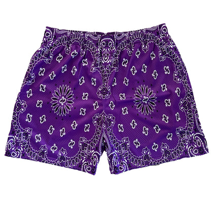 Purple Paisley Mesh Shorts