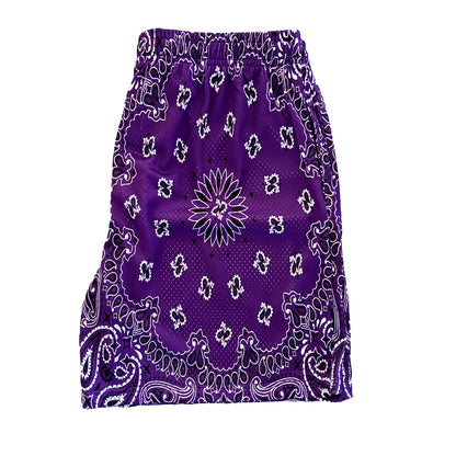 Purple Paisley Mesh Shorts