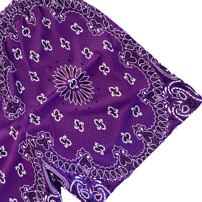 Purple Paisley Mesh Shorts